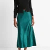 Lingerie-Trim Satin Slip Skirt