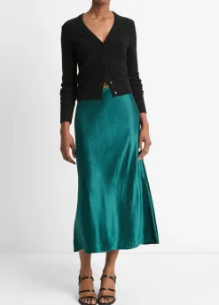 Lingerie-Trim Satin Slip Skirt