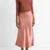 Lingerie-Trim Satin Slip Skirt