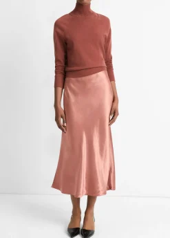 Lingerie-Trim Satin Slip Skirt