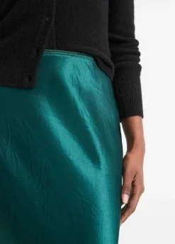 Lingerie-Trim Satin Slip Skirt