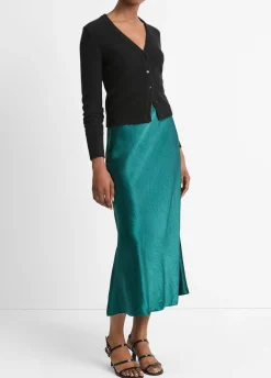 Lingerie-Trim Satin Slip Skirt