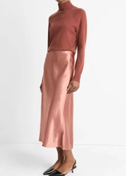 Lingerie-Trim Satin Slip Skirt