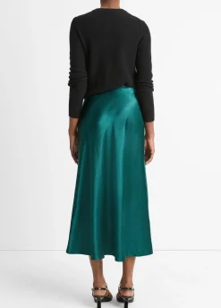 Lingerie-Trim Satin Slip Skirt