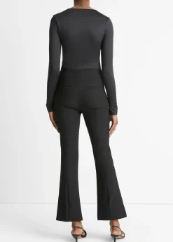 Mid-Rise Pintuck Crop Flare Pant