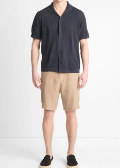 Patchwork Pointelle Short-Sleeve Shirt
