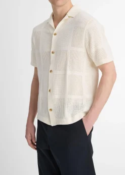 Patchwork Pointelle Short-Sleeve Shirt