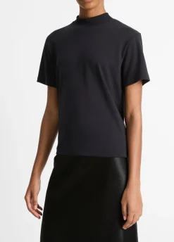 Pima Cotton Mock-Neck T-Shirt