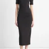 Pima Cotton-Blend Side-Drape Dress