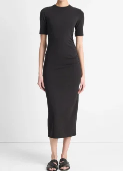 Pima Cotton-Blend Side-Drape Dress