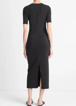 Pima Cotton-Blend Side-Drape Dress