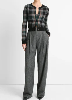 Plaid Cashmere Cardigan