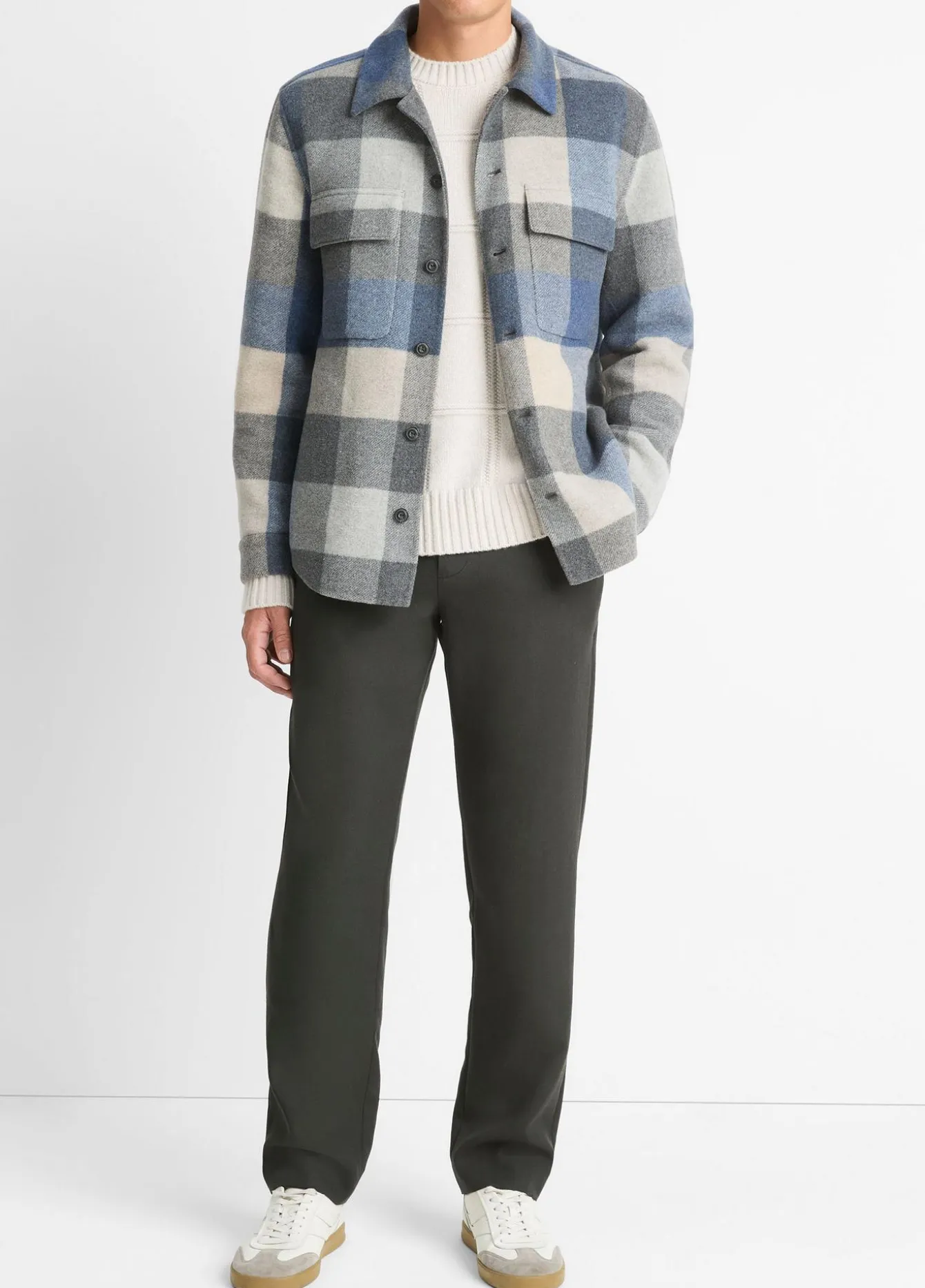 Plaid Italian Splittable Wool-Blend Shirt Jacket