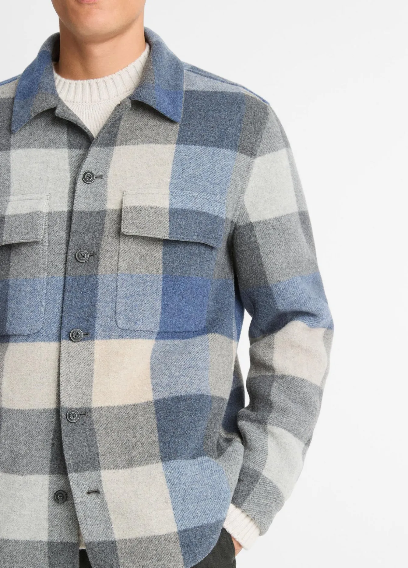 Plaid Italian Splittable Wool-Blend Shirt Jacket