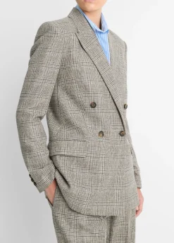 Plaid Italian Wool-Blend Double-Breasted Blazer