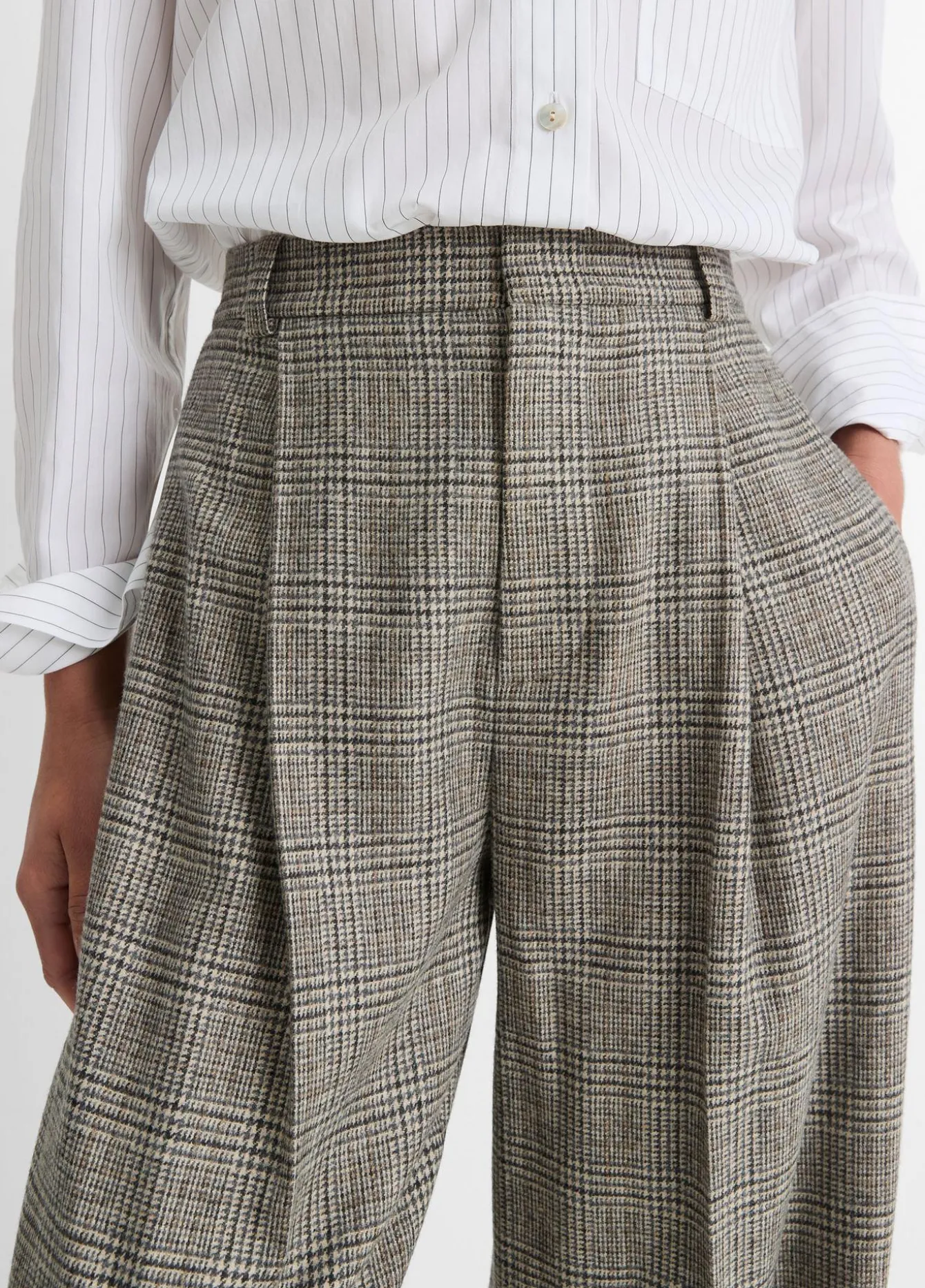Plaid Italian Wool-Blend High-Rise Trouser
