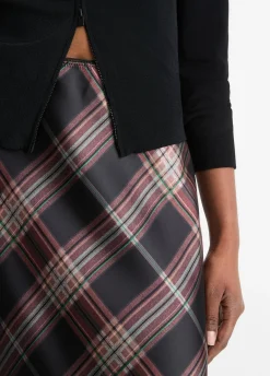 Plaid Satin Slip Skirt
