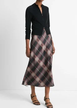 Plaid Satin Slip Skirt