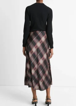 Plaid Satin Slip Skirt