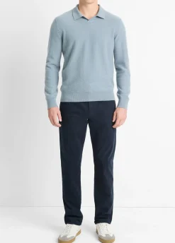 Plush Cashmere Johnny-Collar Polo