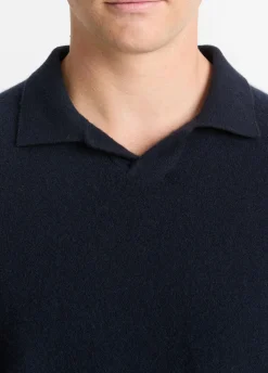 Plush Cashmere Johnny-Collar Polo