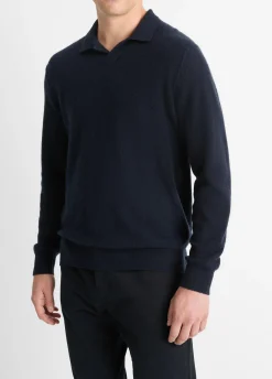 Plush Cashmere Johnny-Collar Polo