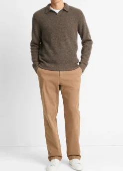 Plush Cashmere Thermal Johnny-Collar Sweater