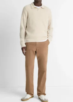 Plush Cashmere Thermal Johnny-Collar Sweater