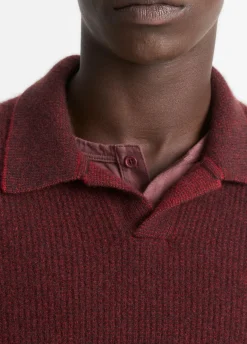 Plush Cashmere Thermal Johnny-Collar Sweater