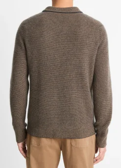 Plush Cashmere Thermal Johnny-Collar Sweater