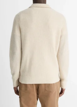 Plush Cashmere Thermal Johnny-Collar Sweater