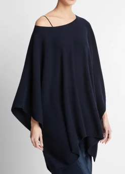 Reverse-Jersey Cashmere Boat-Neck Poncho