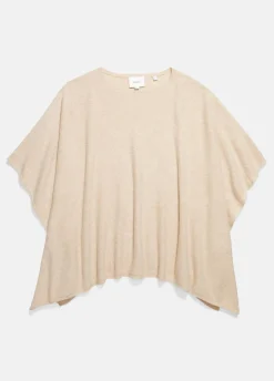 Reverse-Jersey Cashmere Boat-Neck Poncho