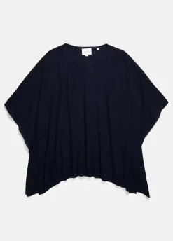 Reverse-Jersey Cashmere Boat-Neck Poncho