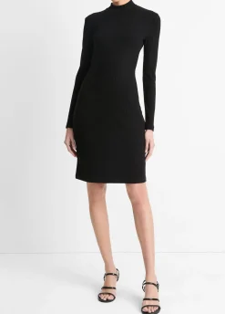 Ribbed Long-Sleeve Short Dress