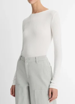 Ribbed Pima Cotton Long-Sleeve T-Shirt