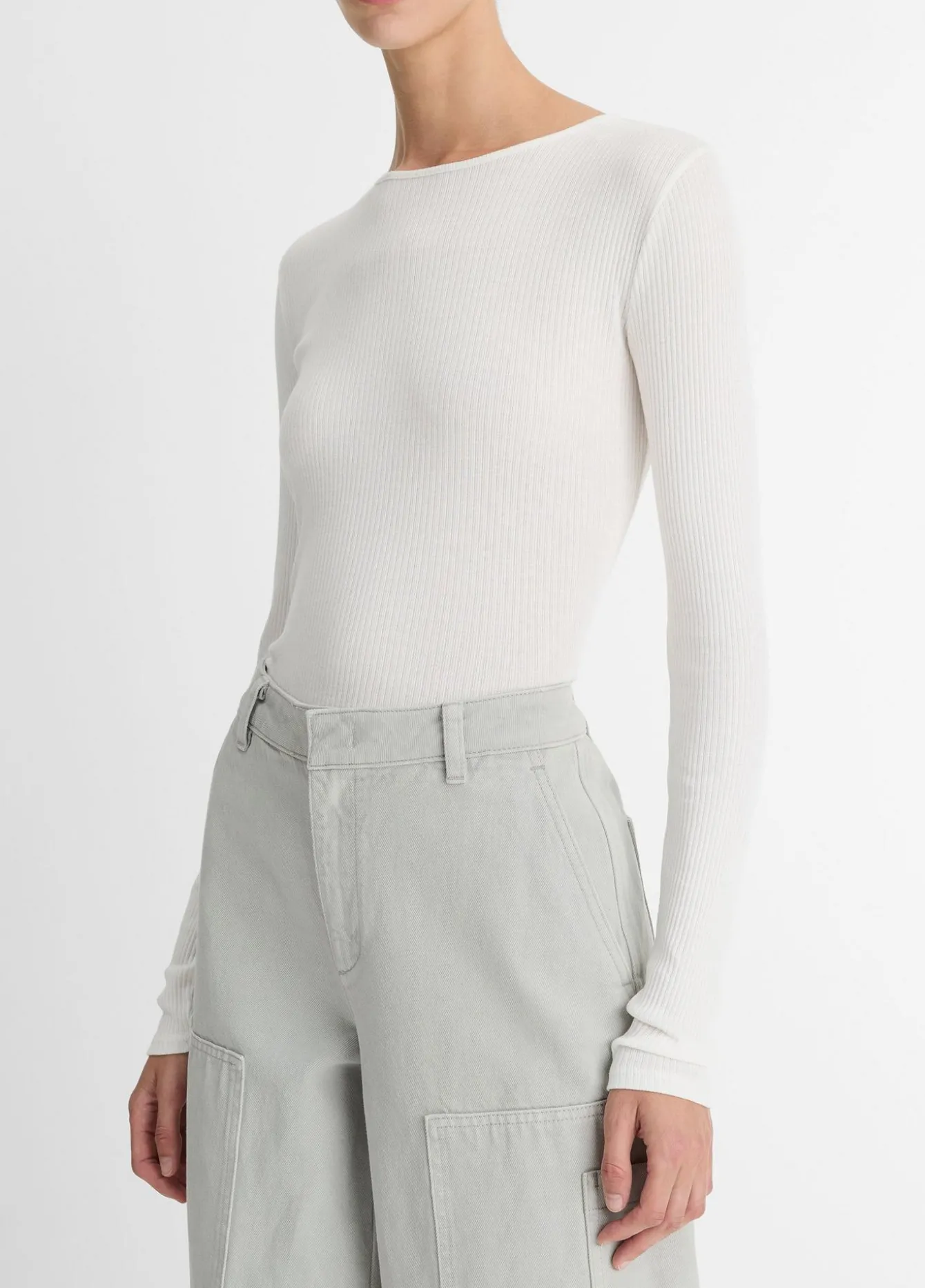 Ribbed Pima Cotton Long-Sleeve T-Shirt