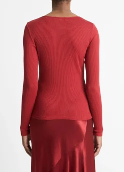 Ribbed Pima Cotton Long-Sleeve T-Shirt