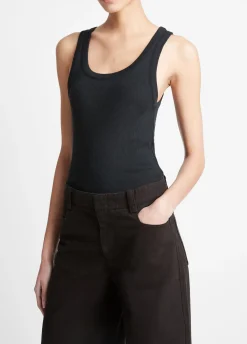 Ribbed Scoop-Neck Tank