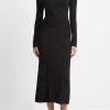 Ruched Long-Sleeve Turtleneck Dress