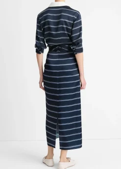 Rugby Stripe Satin Gathered Skirt