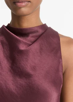 Satin Cowl-Neck Bias Top