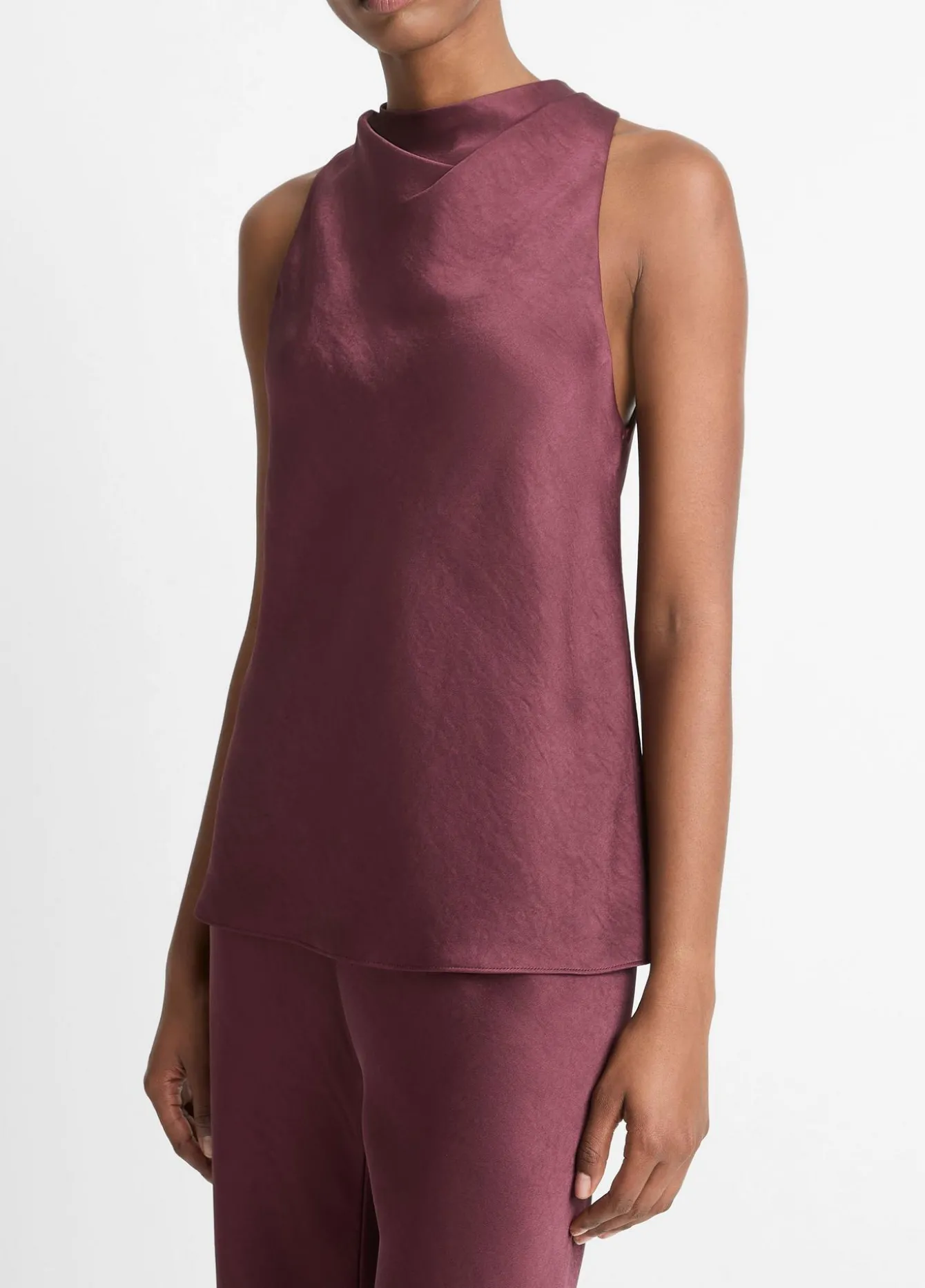 Satin Cowl-Neck Bias Top