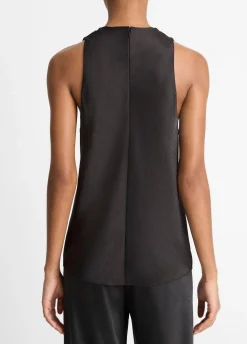 Satin Cowl-Neck Bias Top