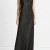 Satin V-Neck Maxi Slip Dress