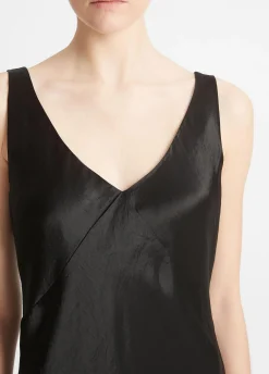 Satin V-Neck Maxi Slip Dress
