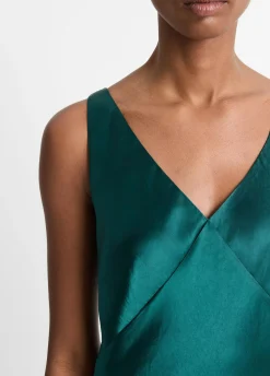 Satin V-Neck Maxi Slip Dress