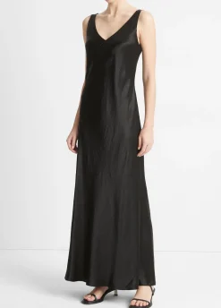 Satin V-Neck Maxi Slip Dress