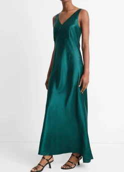 Satin V-Neck Maxi Slip Dress