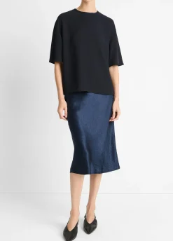 Satin-Trimmed Crepe T-Shirt